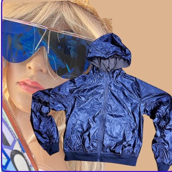 Fabletics Purple Metallic Reversible Hooded Jacket M - Picture 2 of 4